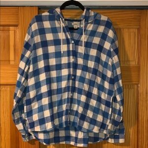 LLBean Blue and White Checkered Button up